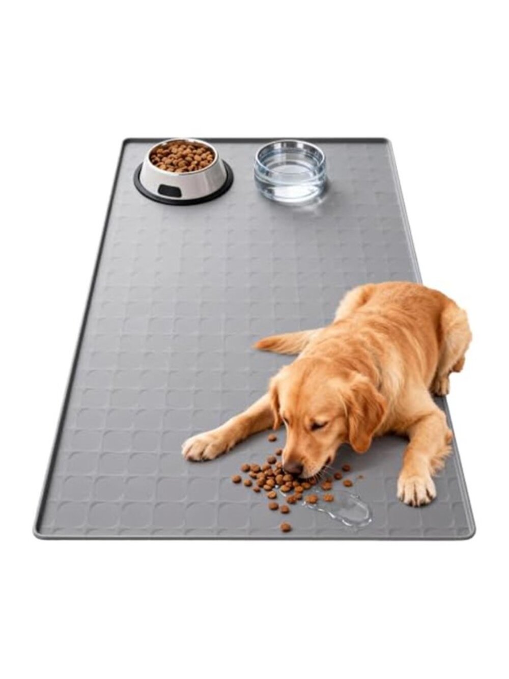 Large 34x22 Inch Machine Washable Silicone Pet Food Mat Waterproof Dog